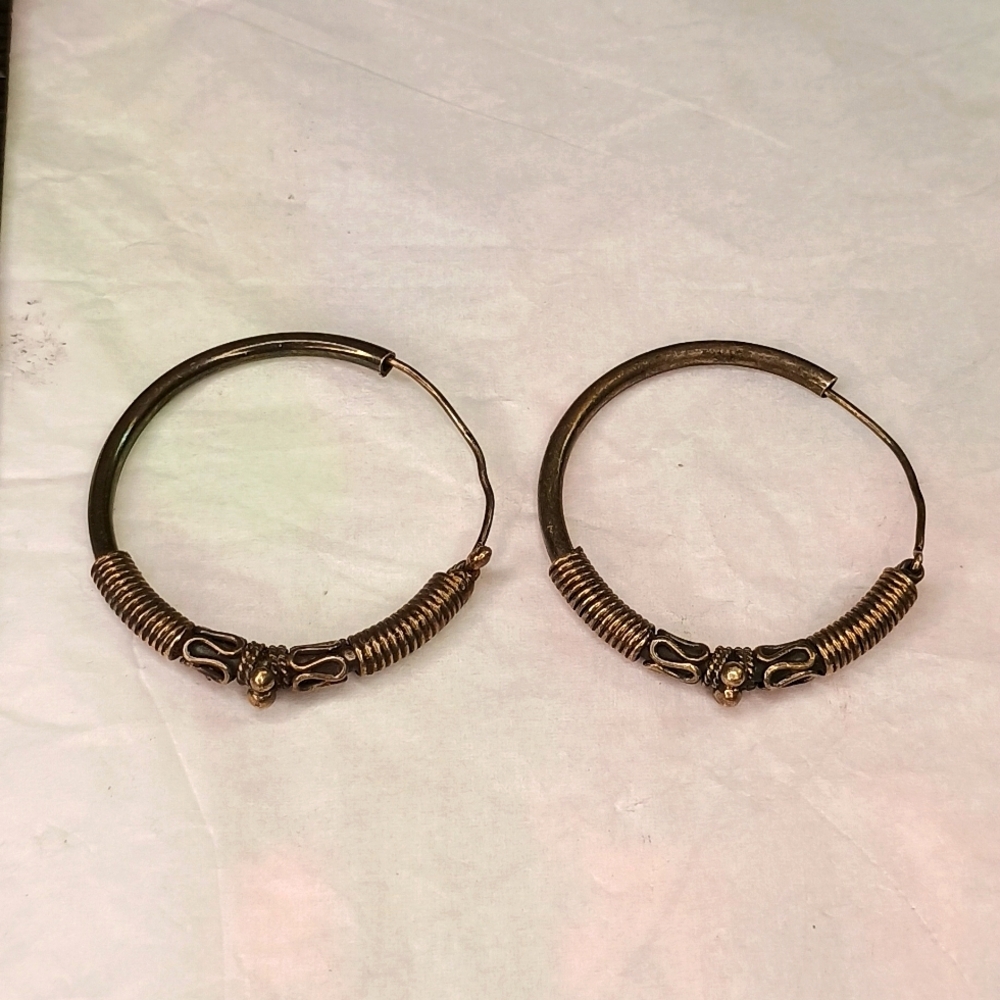 90's Sterling Silver Hoops Classic Tribal 90's Style